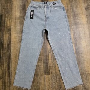 Stylish Light Blue Straight Leg Jeans